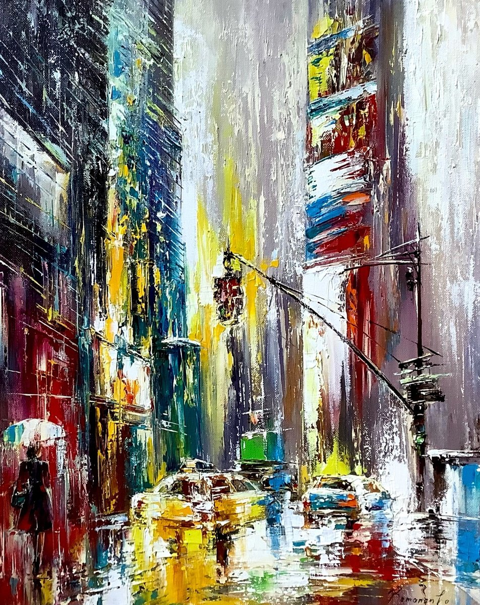 Snow In New York By Olena Romanenko, 16 X 20, Artwork For Sale On Artfinder
