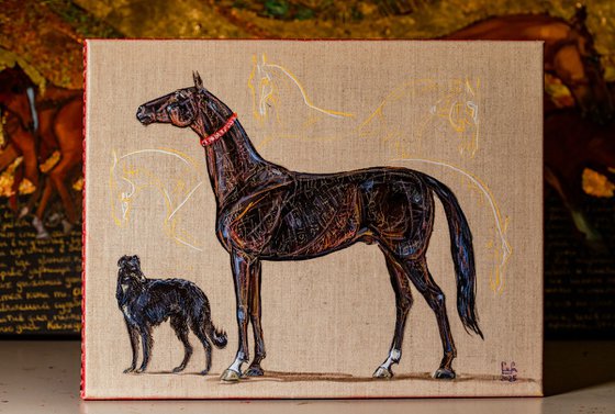 Akhal-Teke with borzoi