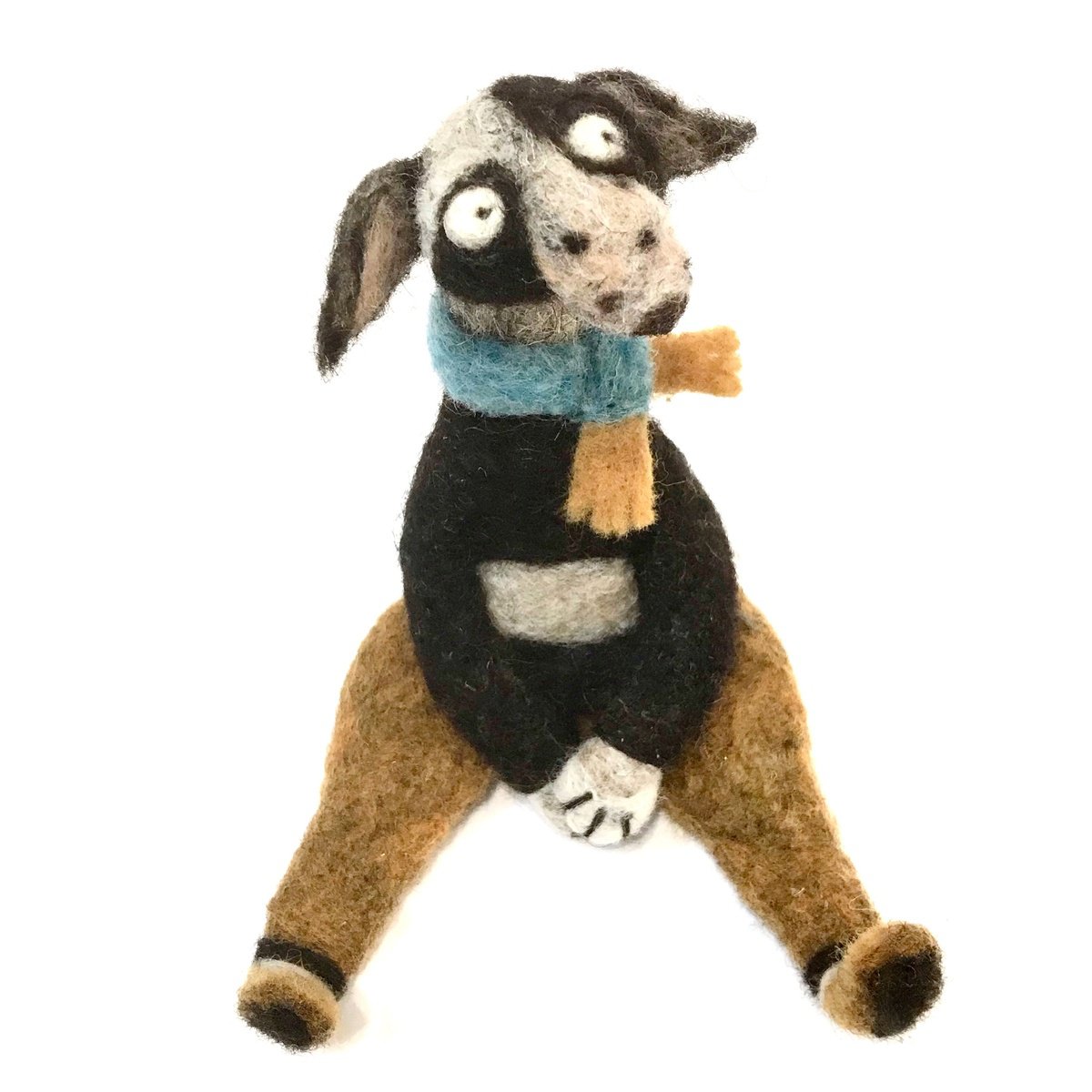 Expressive Animal Sculpture By Eleanor Gabriel, 5 X 6, Dog Korkov, Carded Wool, Original Artwork