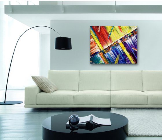 "Building A Dream" - Special Price - Original PMS Abstract Oil Painting On Canvas - 30" x 24"