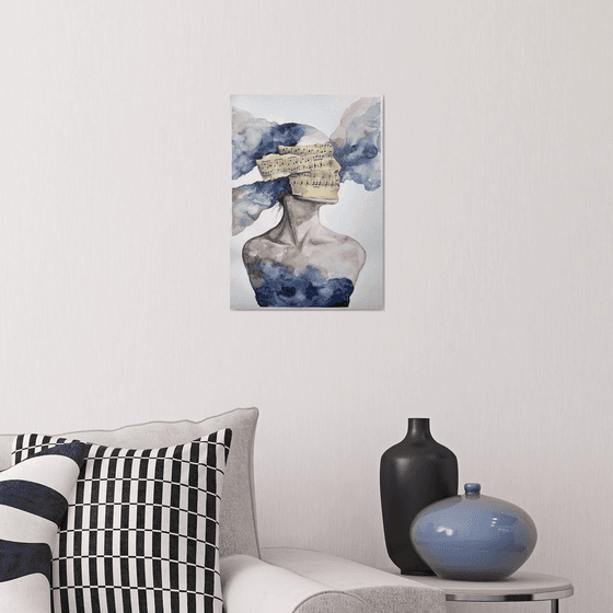 Immersion Blue Sheet Music Abstract Portrait