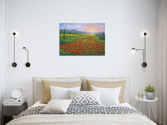 Serene poppy field