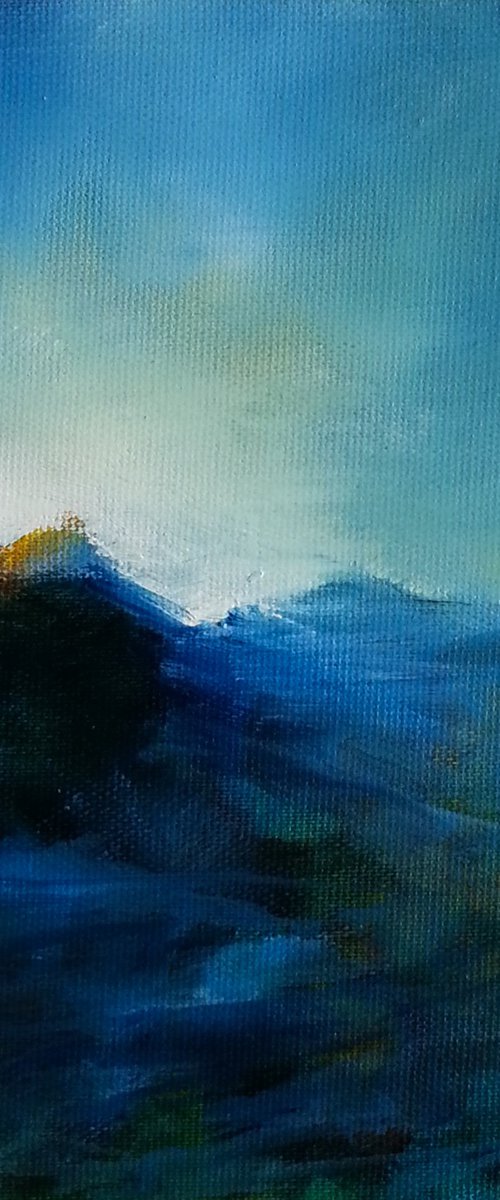 Mountain at dawn - oil painting by Fabienne Monestier