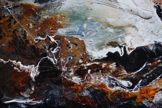 Radioactive Oxide 240cm x 100cm Black Brown White Textured Abstract Art