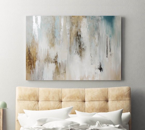 "Instant 4" Blue gray beige abstract art