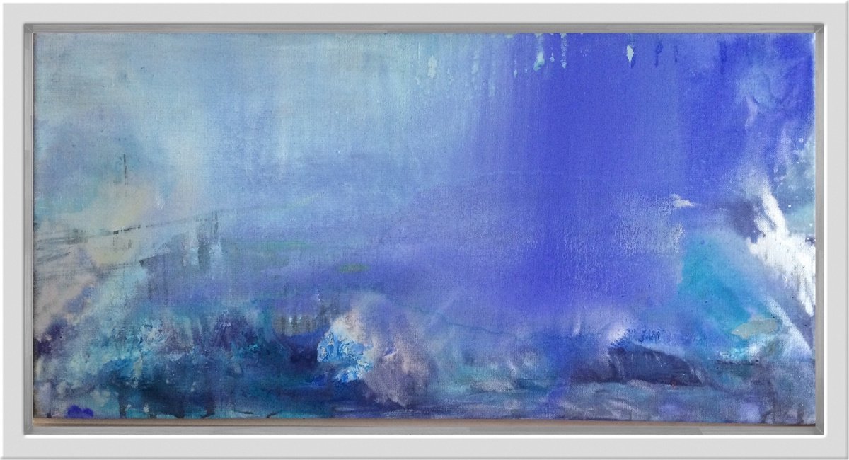 Abstract Landscape Watercolour By Gesa Reuter, 25 X 13, Blue Light, Original Artwork