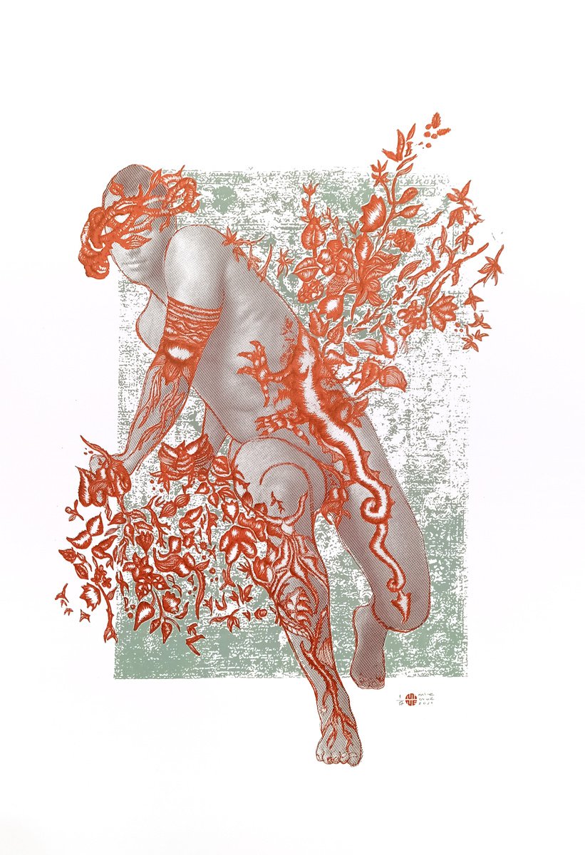 Illustrative Screenprint , Adam By Mine Okur, 28 X 39, Artwork For Sale On Artfinder