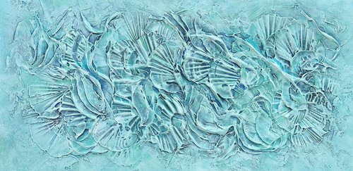 FOREVER IN A MOMENT. Abstract Blue, Teal Textured Painting by Sveta Osborne