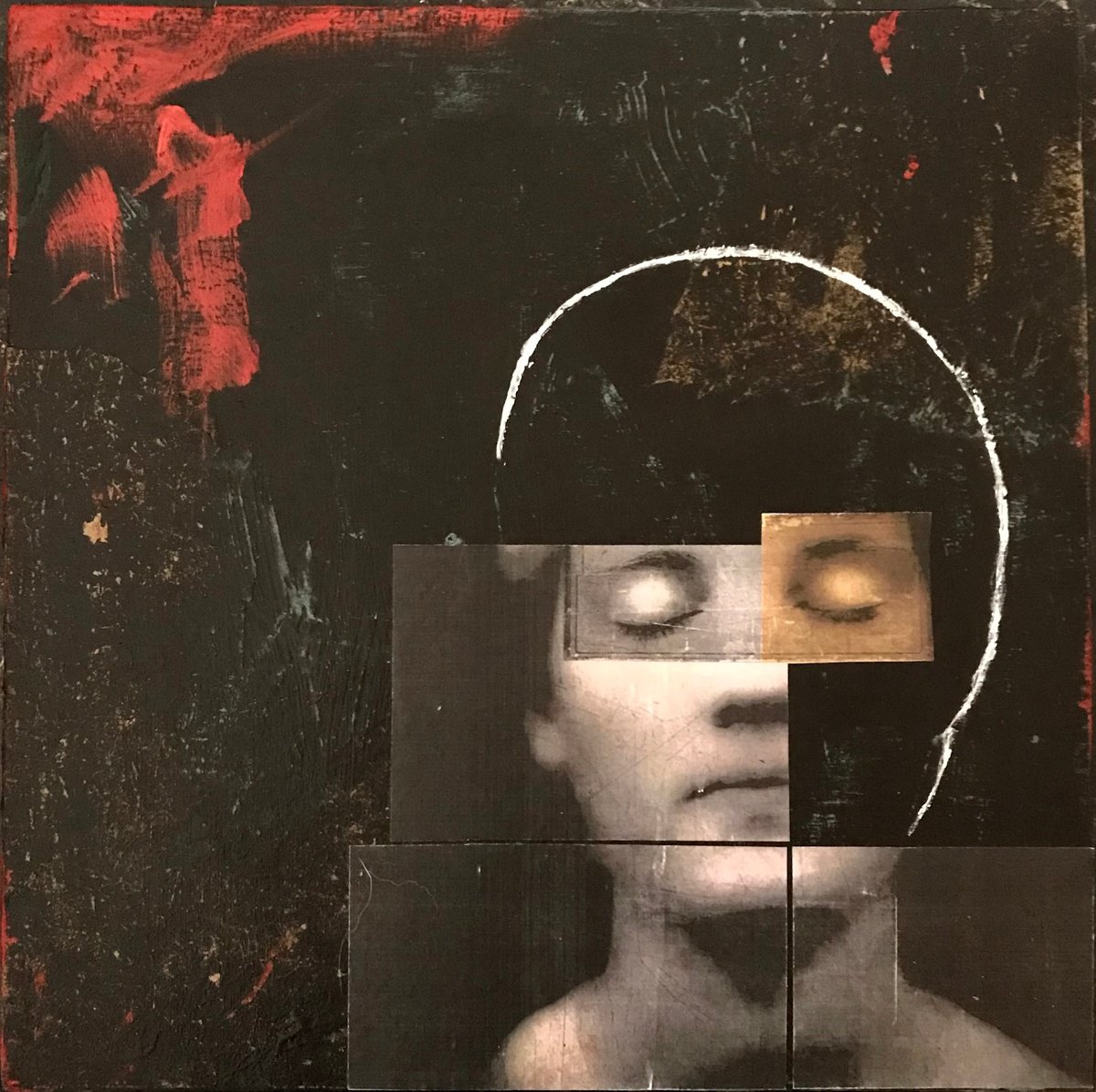 Expressive Abstract Collage By Kim Triedman, 13 X 12", Boy Wonder, Original Artwork