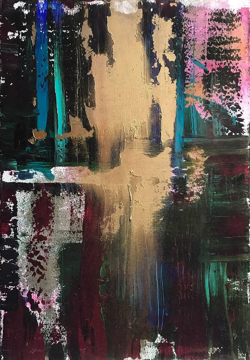 Impressionistic Abstract Acrylic Painting By Olga Melezhik, 16 X 24", Confidence, Original Artwork