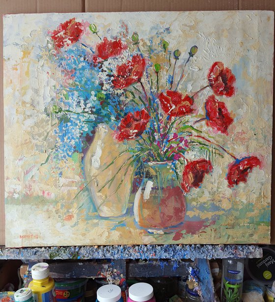 Poppies and Two Jugs.