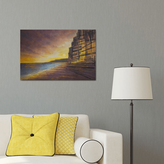 West Bay Cliffs At Sunset
