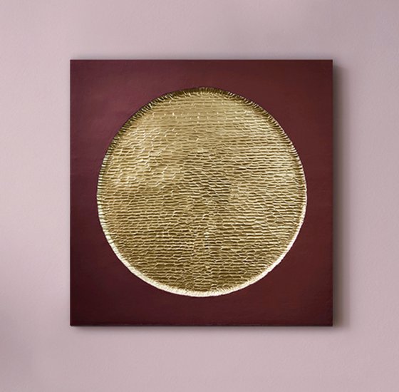 "Golden Burgundy Mars" Gold textured high art