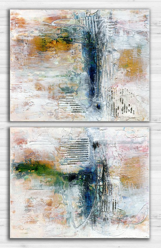 Wayfaring Songs - 2 Textural Abstract Paintings by Kathy Morton Stanion