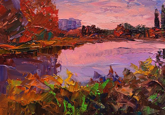 Sunset over the river