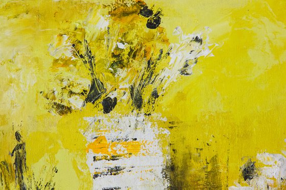Yellow still life with white vase