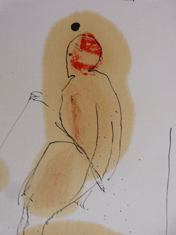 People 19-39, ink and oil on paper 29x21 cm
