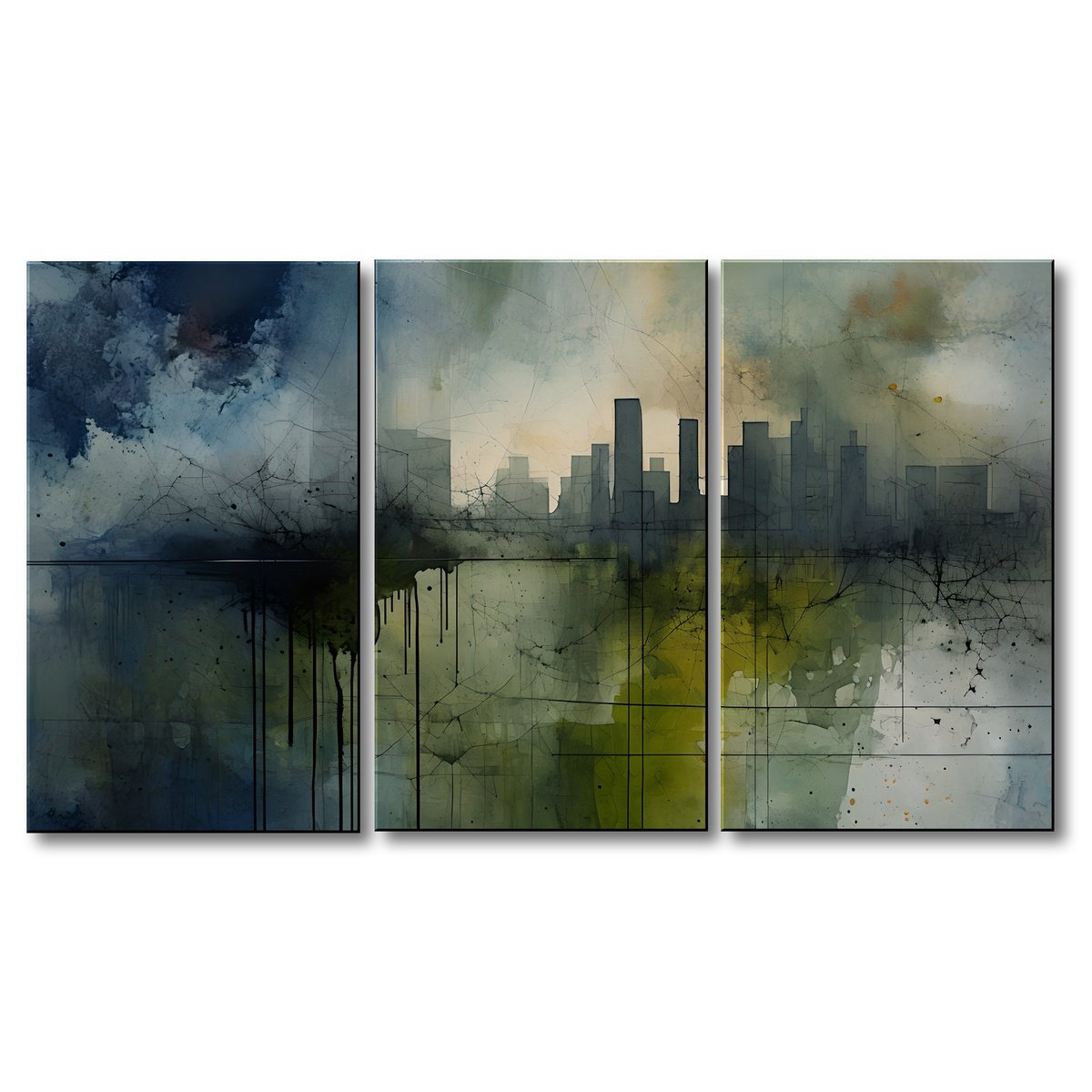Organic Abstract Giclee Print By Eloise Holbrook, 72 X 36, Urban Oasis - Triptych, Original Artwork