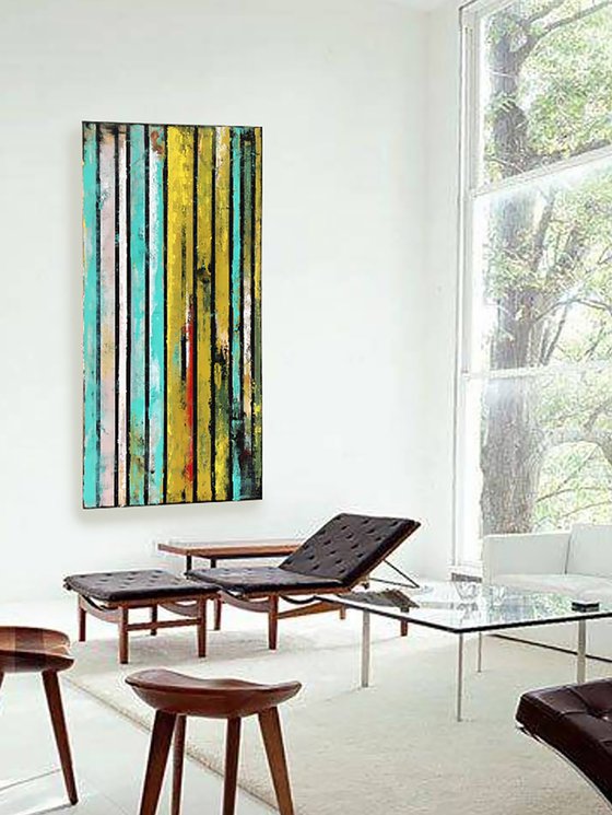Stripe 9 48x24" Abstract Painting on Canvas