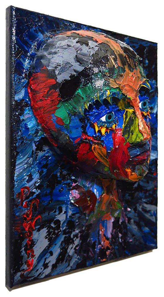 Original Oil Painting Abstract Portrait Expressionism Art Sculpture