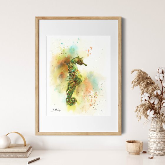 Seahorse Watercolor Painting