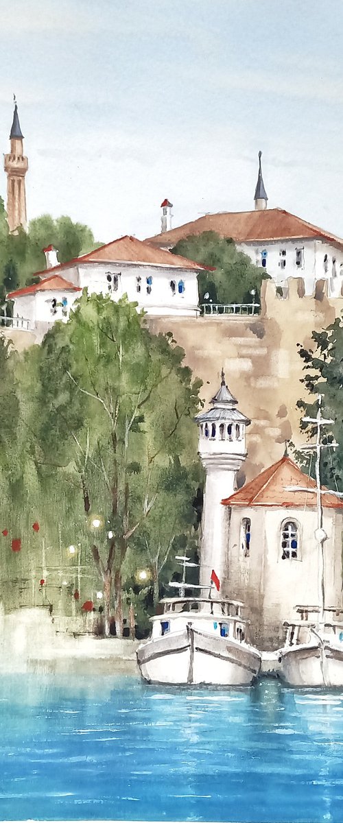 Plein Air Kaleici Harbor by Elena Karakoyun