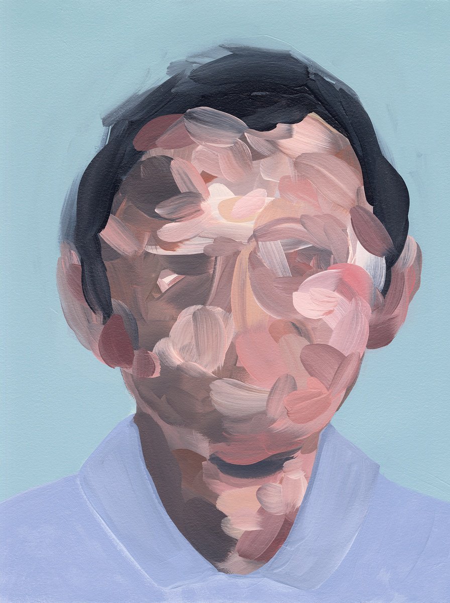 Abstract Portrait Acrylic Painting By Sara Richardson Artist, 12 X 16", Portrait No.3, Original Artwork