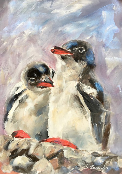 Two penguins by Ksenia Lutsenko