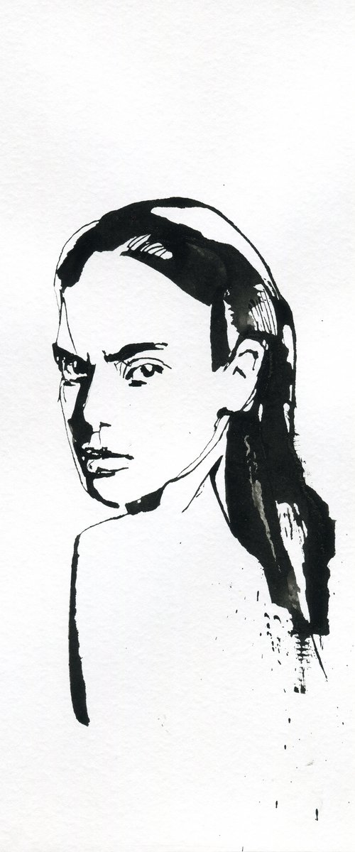 Woman ink portrait number 9 by Alexander Moldavanov