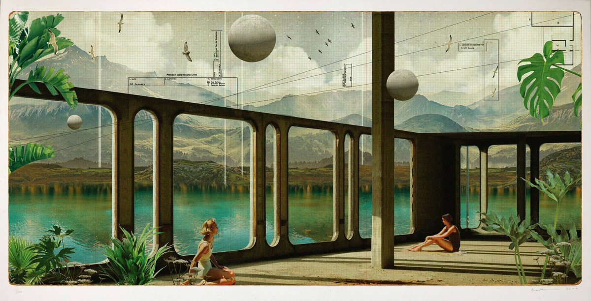 Landscape Screenprint By Maxine Gregson, 39 X 20", Sea Of Tranquility, Original Artwork