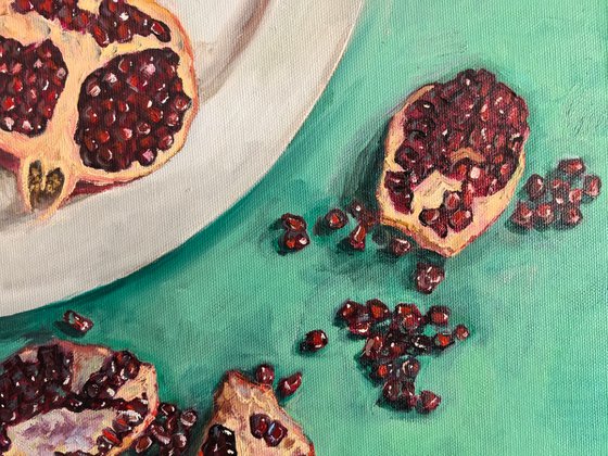 Pomegranates on plate
