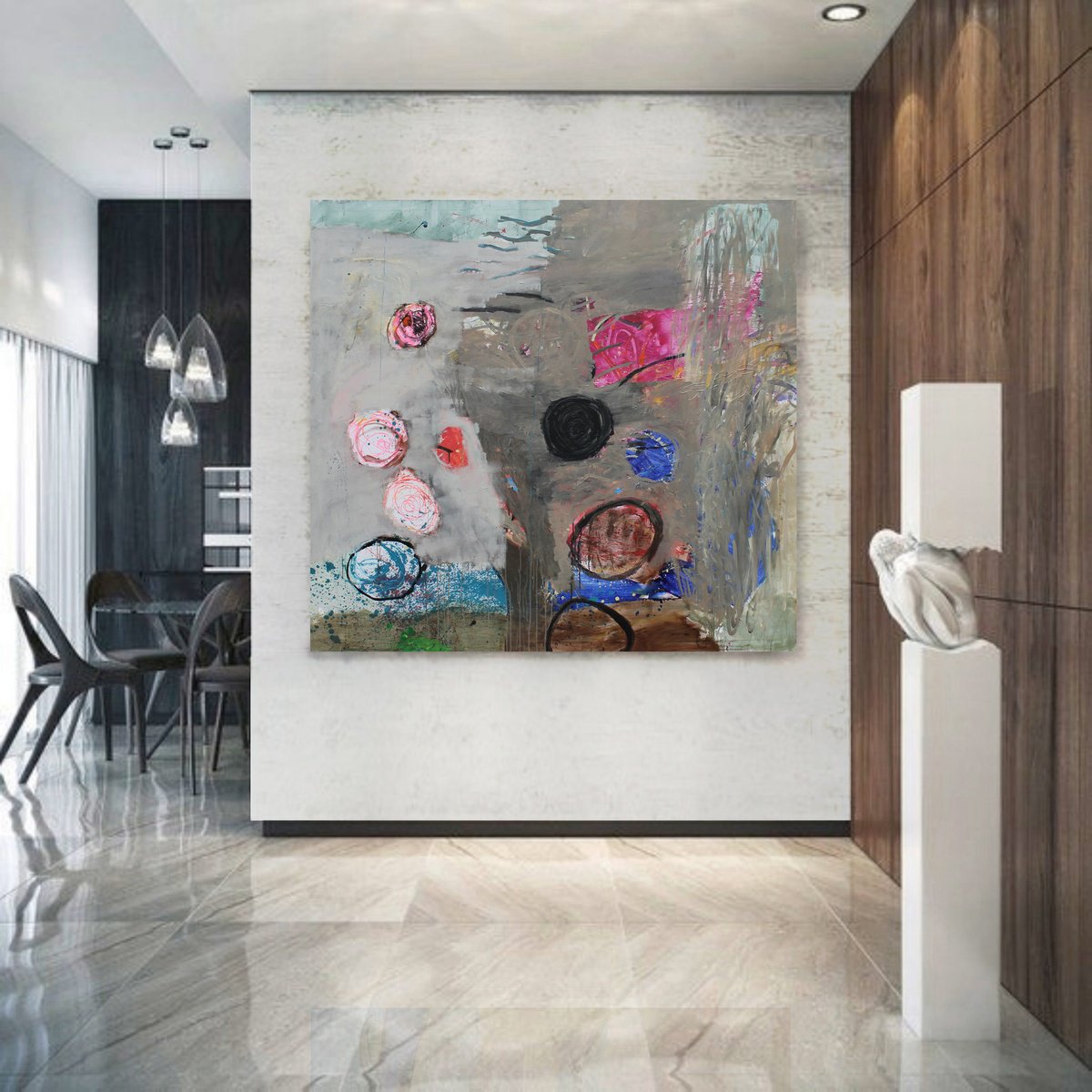 Expressive Abstract Acrylic Painting By Sergiy Dekalyuk, 81 X 76", Untitled, Original Artwork