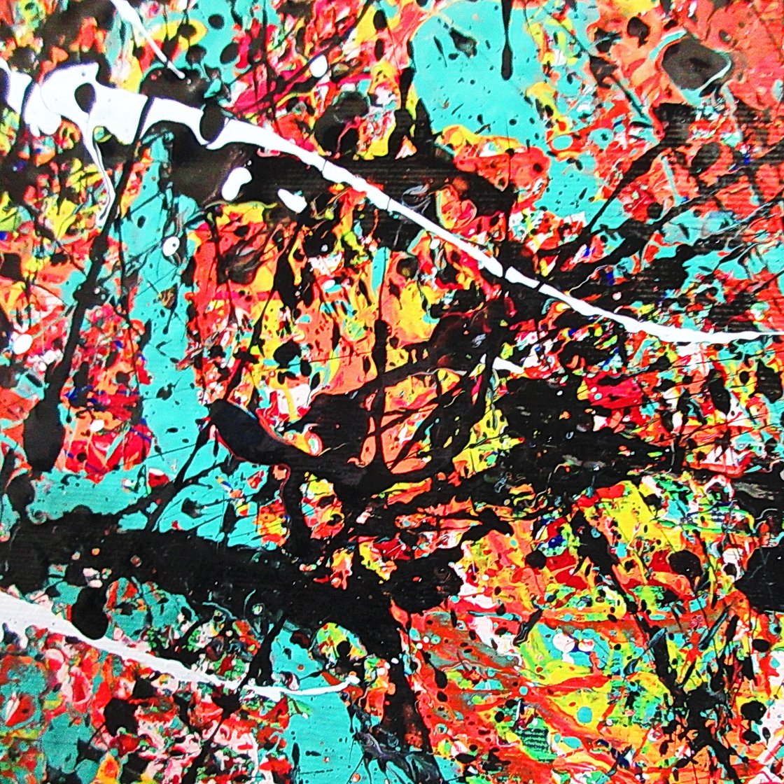 オリジナル ニューヨーク、ロンドン、東京グラフィック絵画57×30cmフレーム付 VIVID SYDNEY 2024, Pollock inspired, framed Acrylic painting