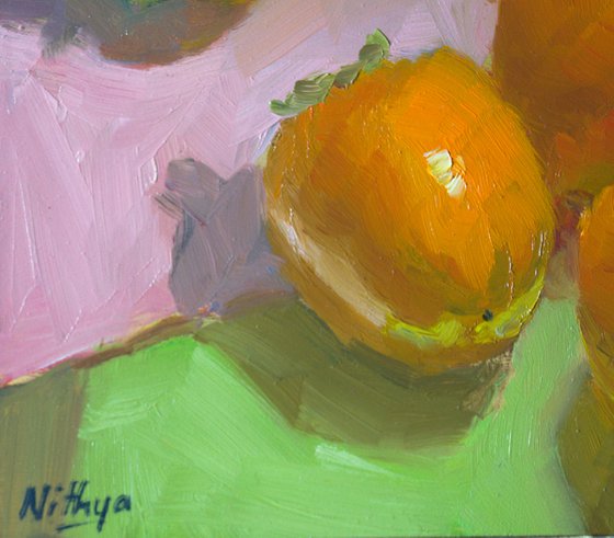 Small Painting - Persimmons on Colored paper! - Kitchen Decor, Home Decor