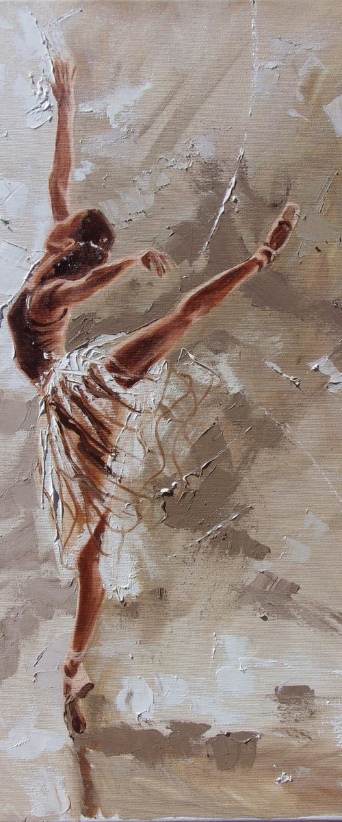 " LIGHT ... "- ballerina liGHt ballet ORIGINAL OIL PAINTING, GIFT, PALETTE KNIFE by Monika Luniak