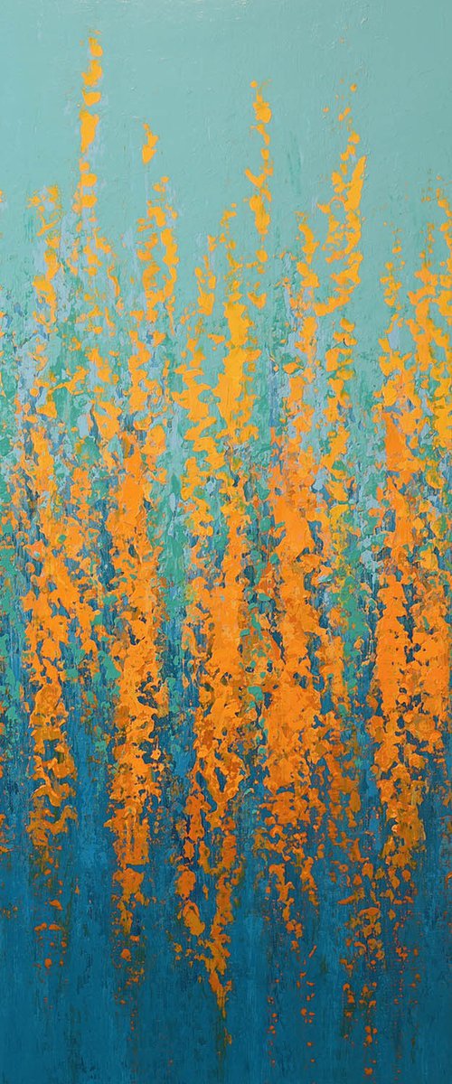 Blue Aqua Orange - Color Field by Suzanne Vaughan