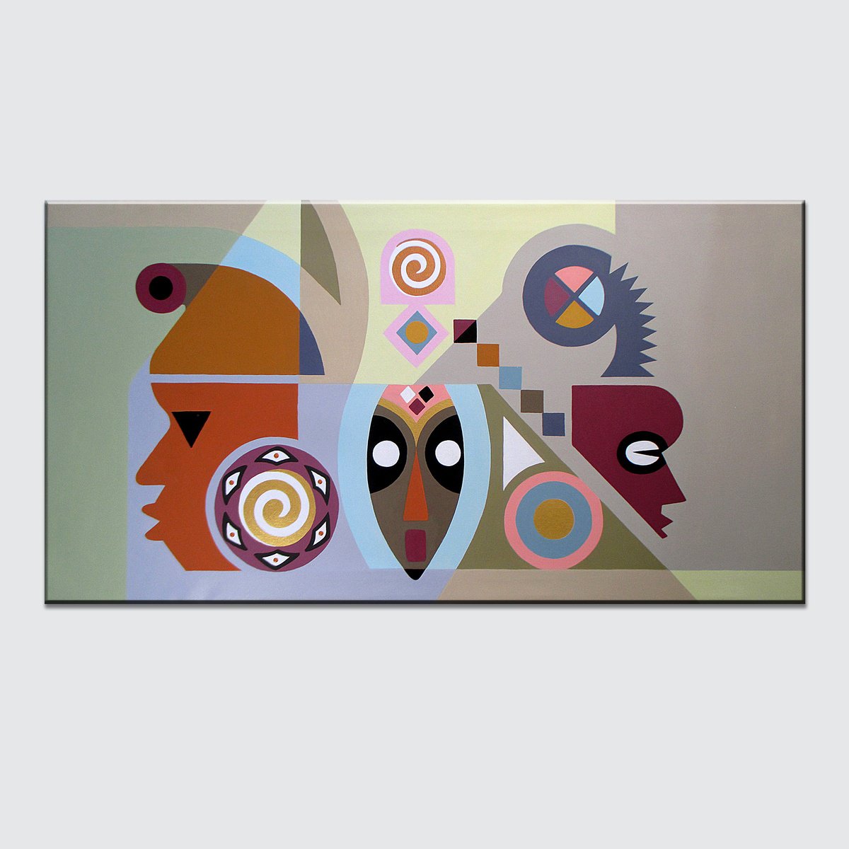 Abstract Acrylic Painting By Lanre Adefioye, 38 X 20", Eternal Identity, Original Artwork