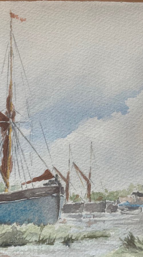 Thames Barge at Pin Mill Suffolk by Noel Sawyer