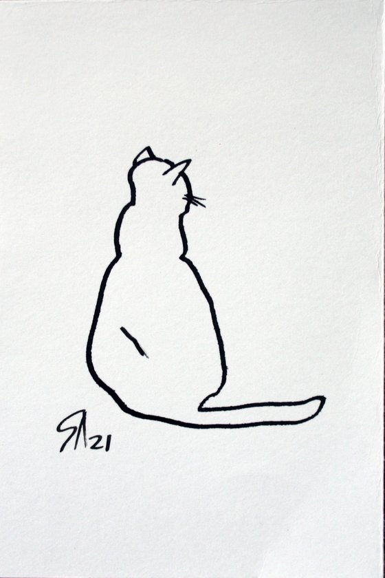 Cat portrait III.  From my a series of LIVE LINE /  ORIGINAL PAINTING