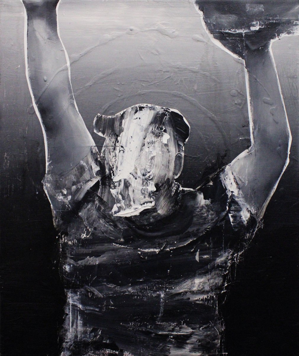 Expressive Portrait Oil Painting By Milos Hronec, 20 X 24", Victory, Original Artwork