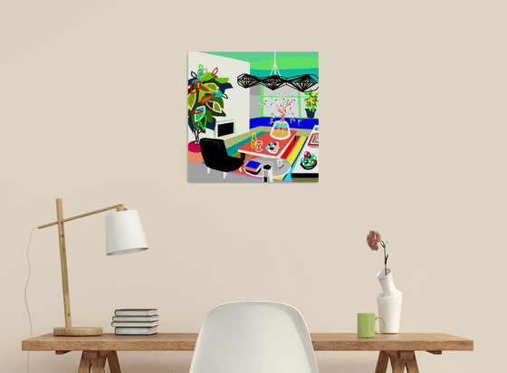 The living room (El salón viviente) (pop art, interiors)