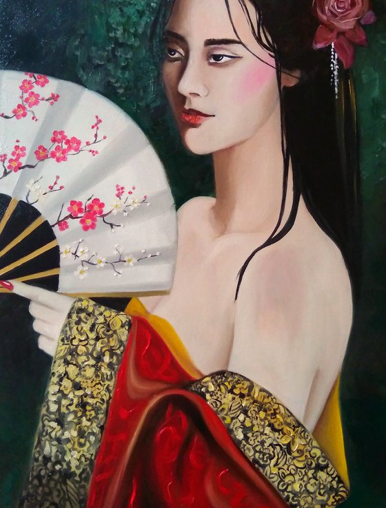 Magico Oriente - Geisha - portrait - oil painting