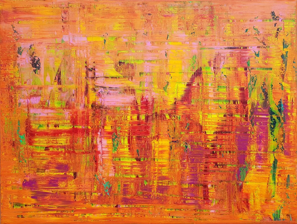 Abstract Acrylic Painting By Ivana Olbricht, 47 X 35, Summer Coctail, Original Artwork