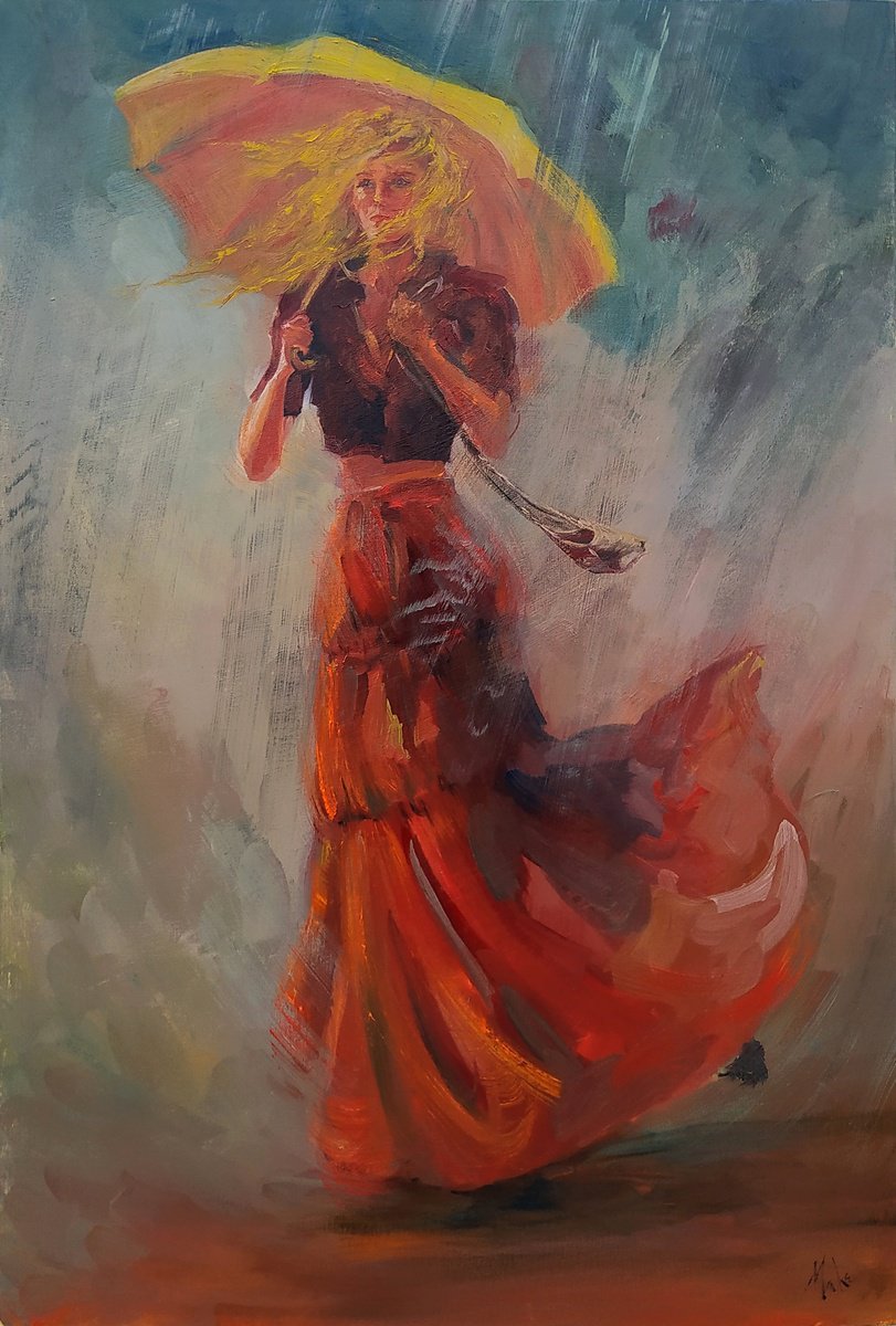 Yellow Umbrella by Isabel Mahe