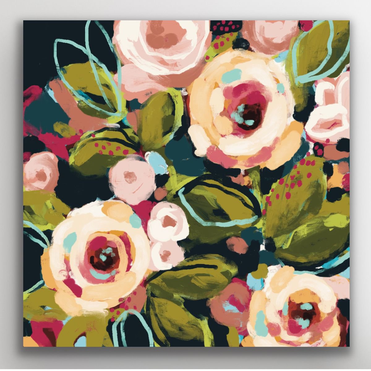 Abstract Botanical Giclee Print By Melinda Macdonald, 30 X 30", I Dream Of Flowers, Original Artwork