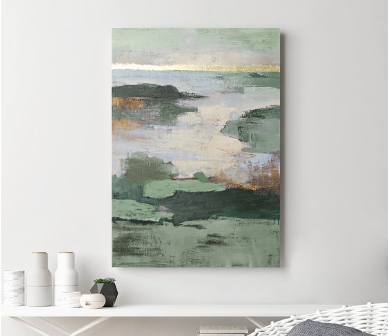 "Olive Estuary" Sage green abstract nature