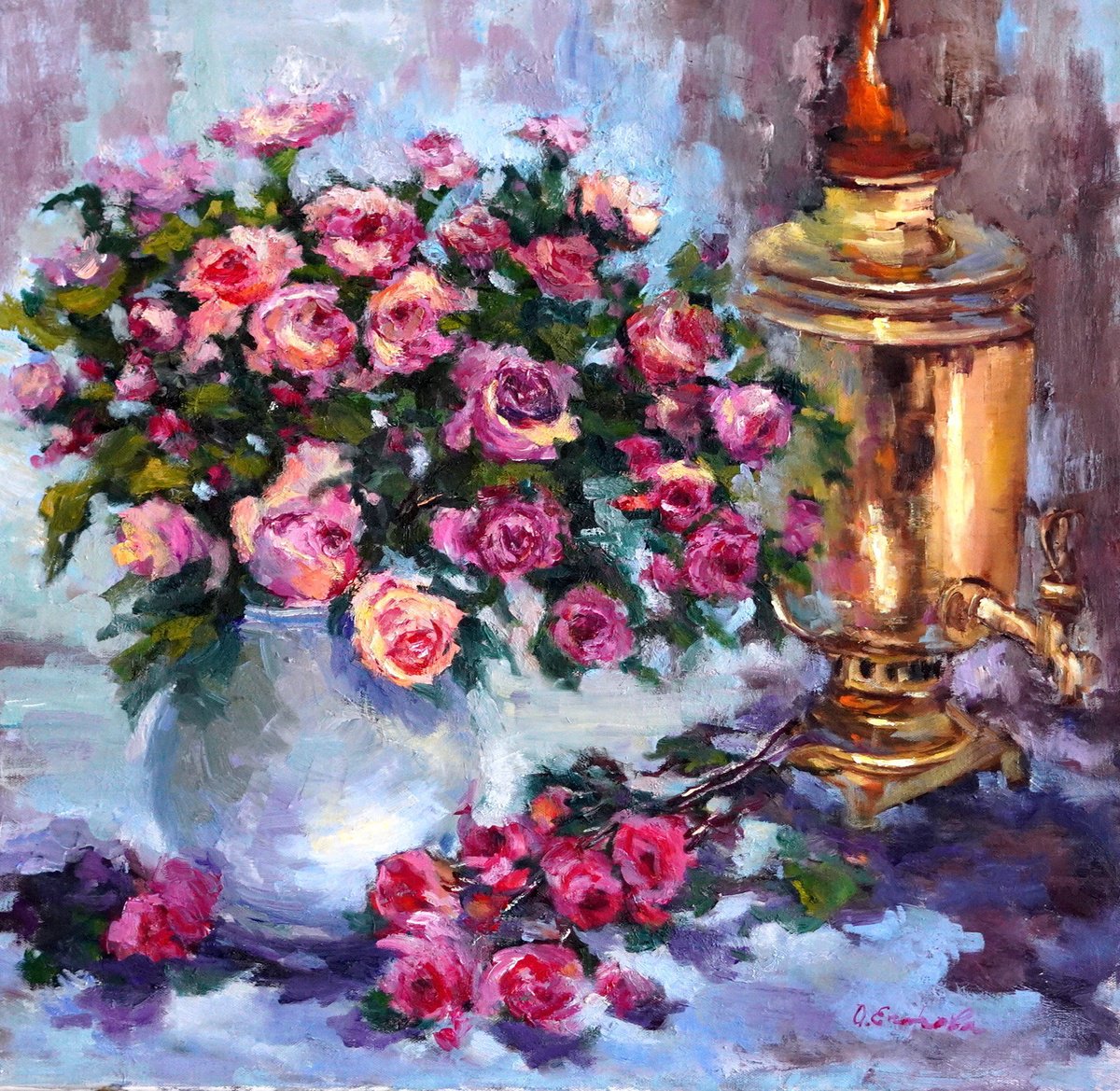 Samovar and Roses by Olga Egorov