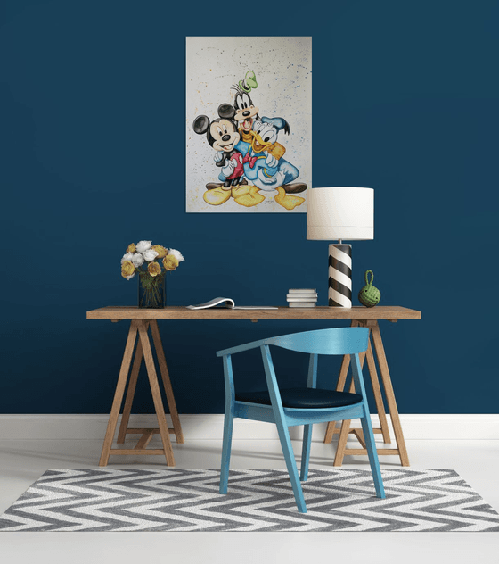 Old Friends. Mickey, Donald and Goofy Watercolour on paper. Free Worldwide Shipping