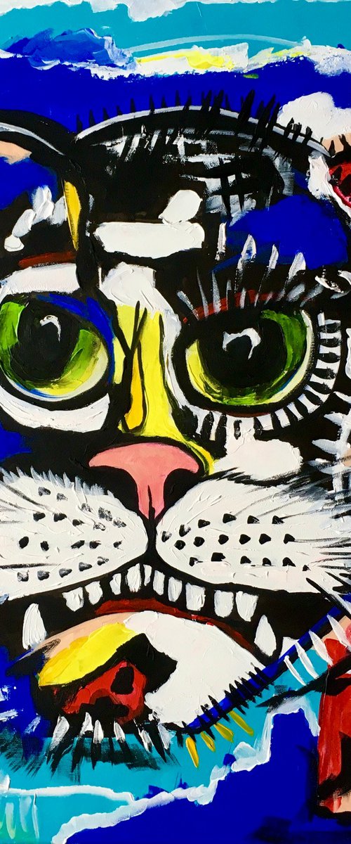 UNTITLED cat #3 version of famous painting by Jean-Michel Basquiat. by Olga Koval