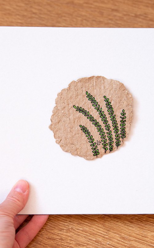 Leaves drawing on craft paper by Rimma Savina